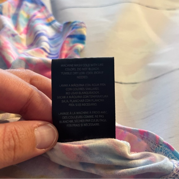 Multicolored Tie Dye Style High Neck Tank Top with Twist, Soft Material, Small - Picture 4 of 5